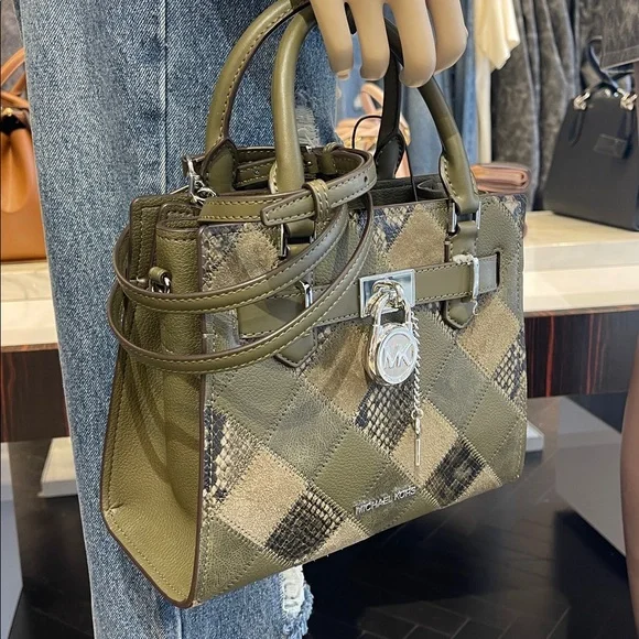 MICHAEL KORS Hamilton Small Patchwork Satchel Crossbody Bag
Olive 
NWT - Picture 15 of 16